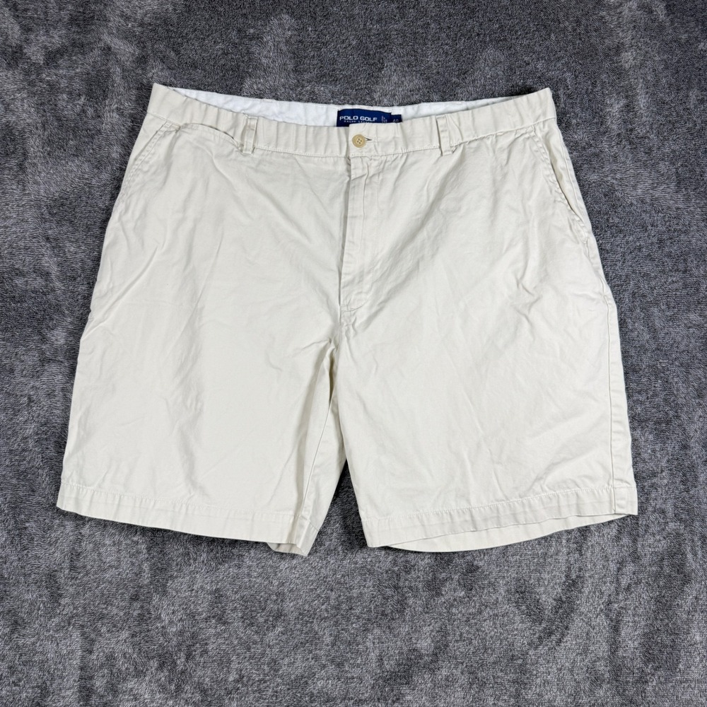 Polo Golf Ralph Lauren Mens 40 Tan Beige Chino Shorts 100% Cotton Flat Front
